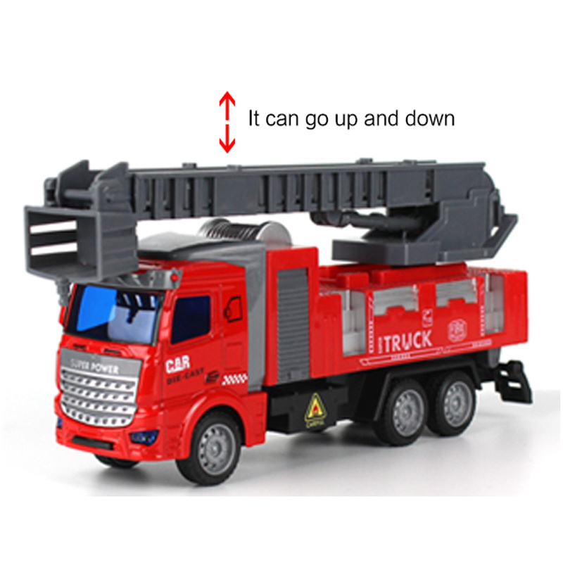 2024 Hot Sale Metal Short Head Fire Ladder Truck Pull Back Die-cast Alloy Toy Cars Metal Vehicle Toys little car For Kids