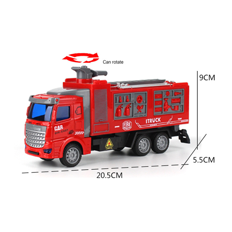 Hot Selling Spray Water Ladder Truck Fire Engine Sprinkler Kid Alloy Plastic Friction Vehicle Diecast Truck Pull back Toy Car