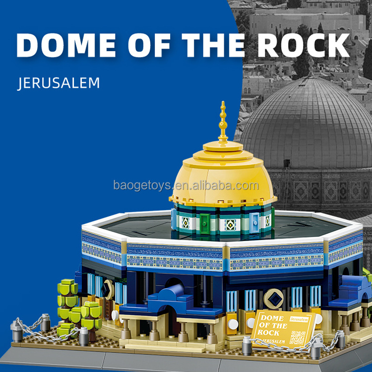 Blocks islamic toys muslim dome of the rock model mosque building block set bricks toy for kids wholesale custom set for adults