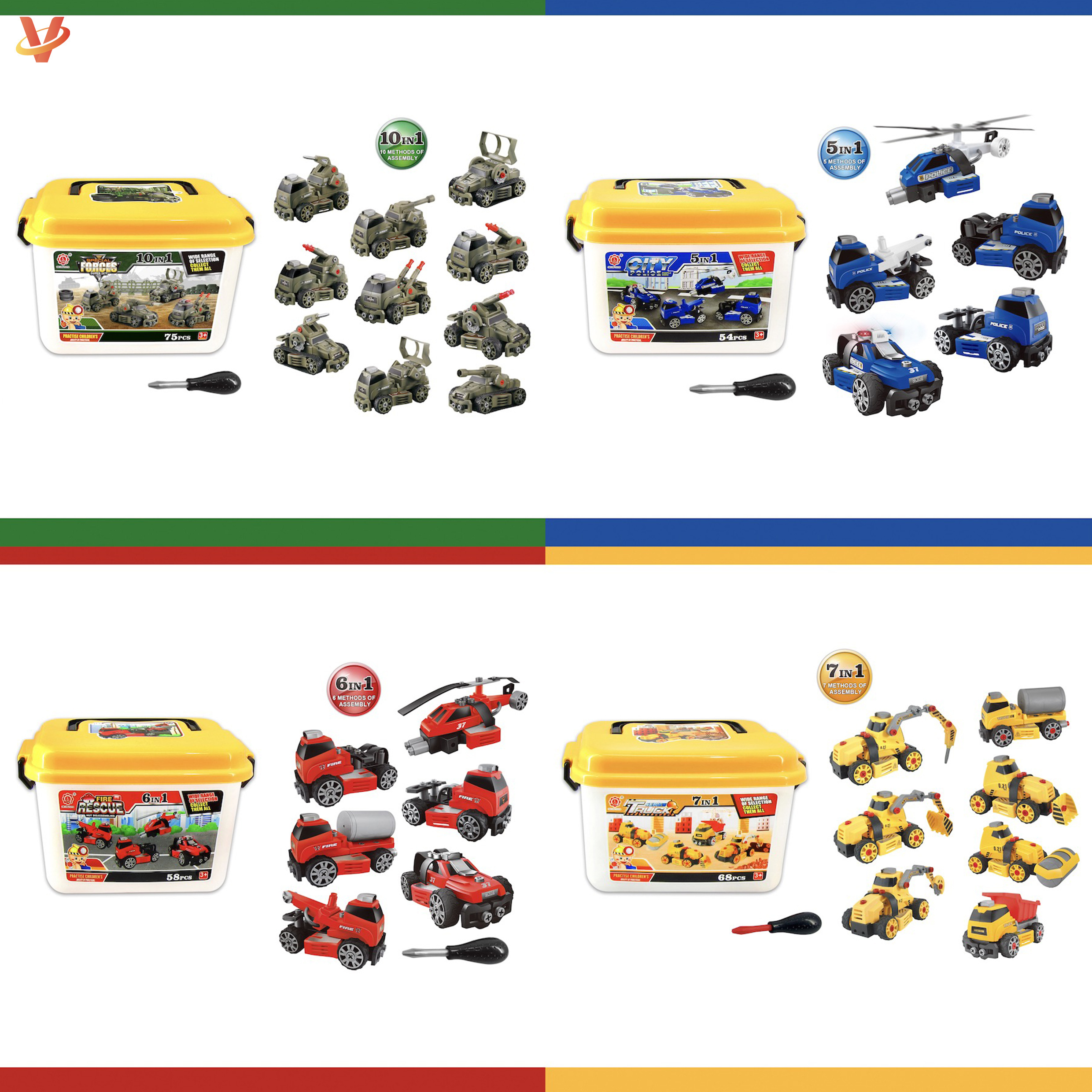 Hot Selling Military Vehicle Car Set Kids Small Mini Assembly Model Cars Free Wheel Car Toy for children gift