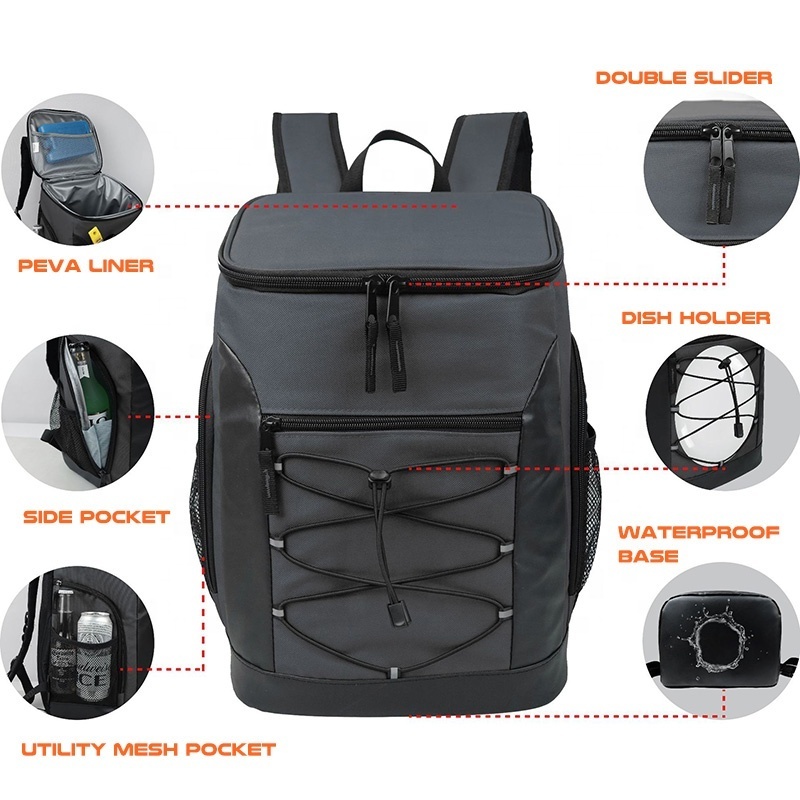 Custom PEVA Insulation Cooler Bag Food Delivery Backpack Beer Wine Food Drink Waterproof Rucksack Ice Pack Picnic Bags