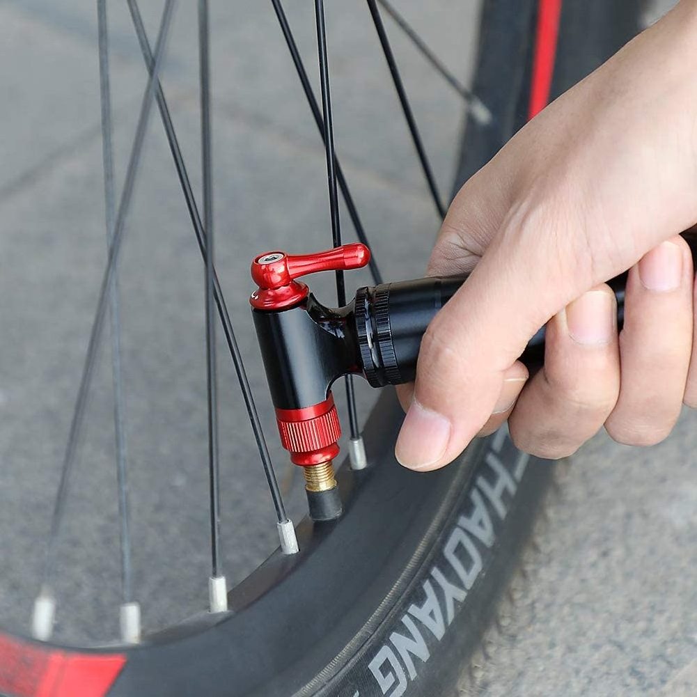 Bicycle Mini Pump Air Cycling Pump CO2 Bike Tire Inflator with Cartridge Storage Canister for Road and Mountain Bicycles