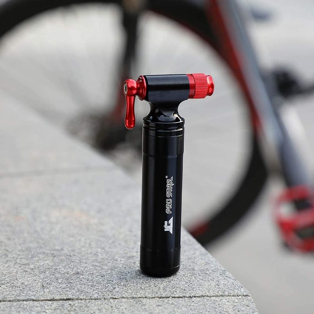 Bicycle Mini Pump Air Cycling Pump CO2 Bike Tire Inflator with Cartridge Storage Canister for Road and Mountain Bicycles