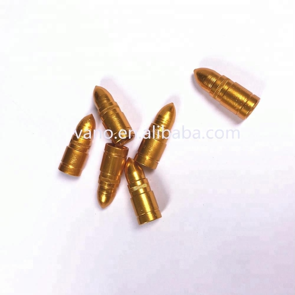 Aluminum alloy golden color air alert tire bullet valve cap