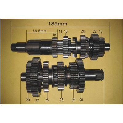 CB250 spare part transmission motorcycle mainshaft and countershaft main and counter shaft gear