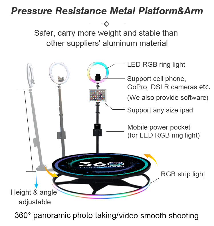 360 photo booth props pvc 360 photobooth with software 115cm with travel case package 68cm mini 360 video booth