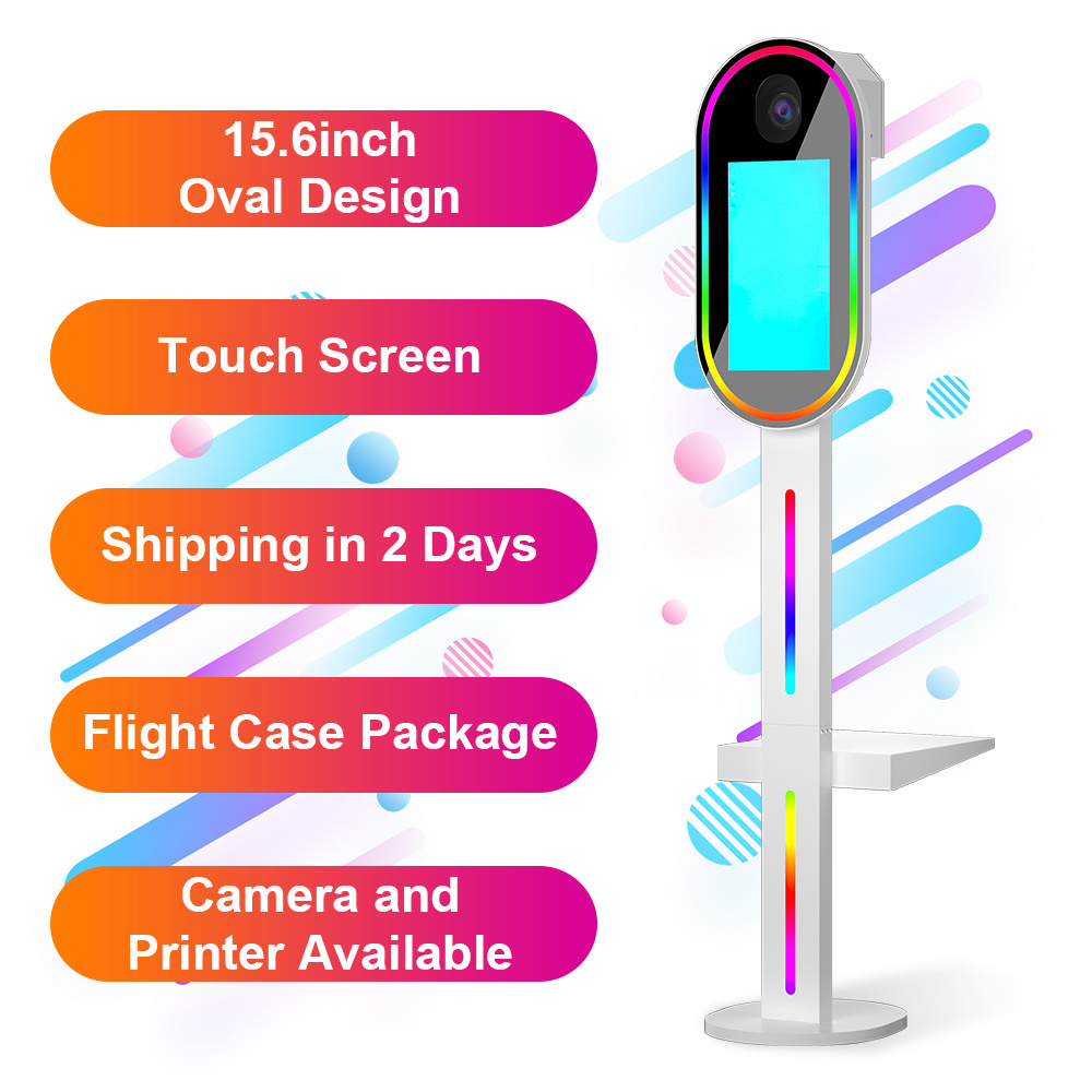 Portable dslr PhotoBooth machine photobooth oval shade with touch Screen Selfie photo booth Dslr booth