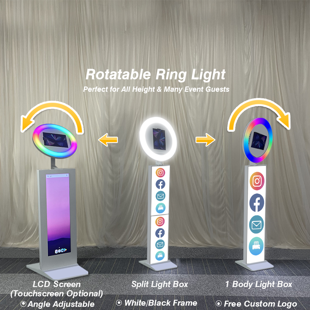 portable led ring roamer 10 11 inch pro 12.9 photobooth ipad photo booth shell 10.2 10.5 10.9 selfie stand kiosk with lcd screen