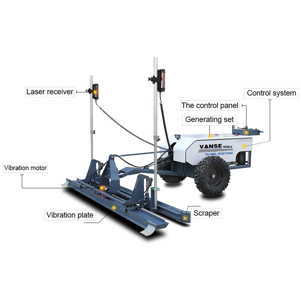 VANSE DZ30-2 High Quality Hydraulic Concrete Leveling Laser Screed Vibratory Land Leveling Machine/ Concrete Laser Screeds