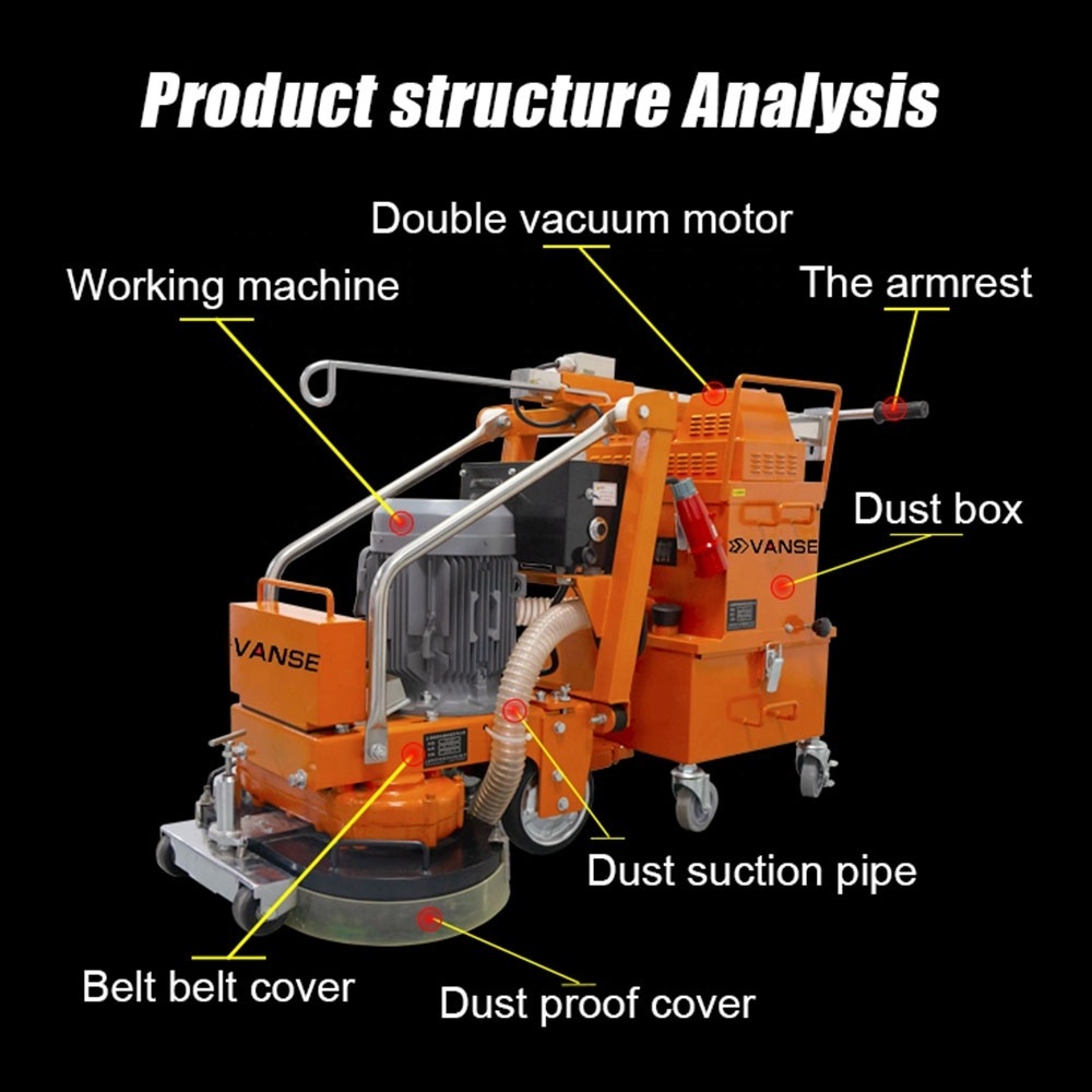 VS-600D Grinding Machine Concrete Terrazzo Polished Concrete Floor Grinder Diamond Epoxy Floor Grinder For Sale