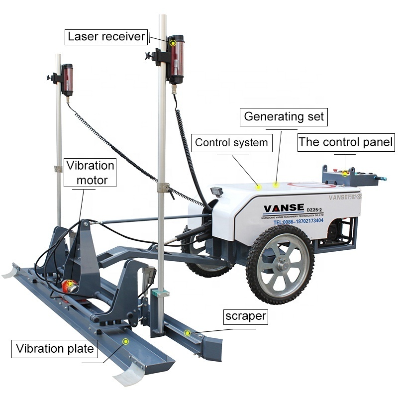 VANSE DZ30-2 5.0KW Power Two Wheel Hand-held Concrete Laser Screed Machine  Concrete Leveling Tools