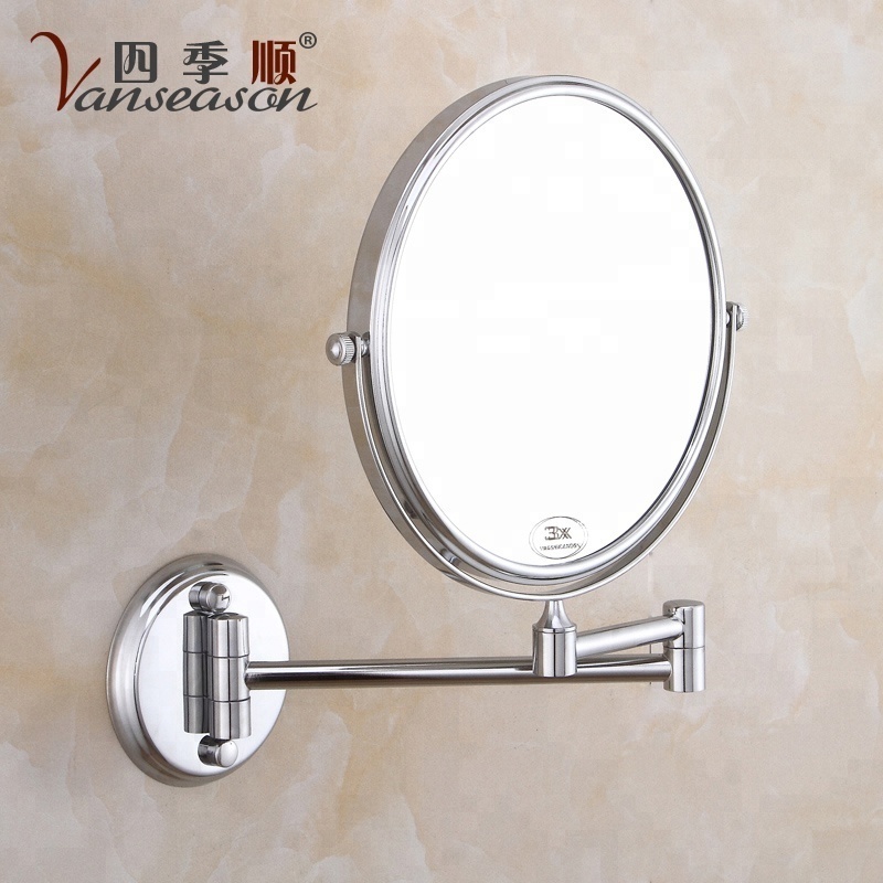 Double Side Shaving Hollywood magnifying stainless steel wall mounted makeup mirror