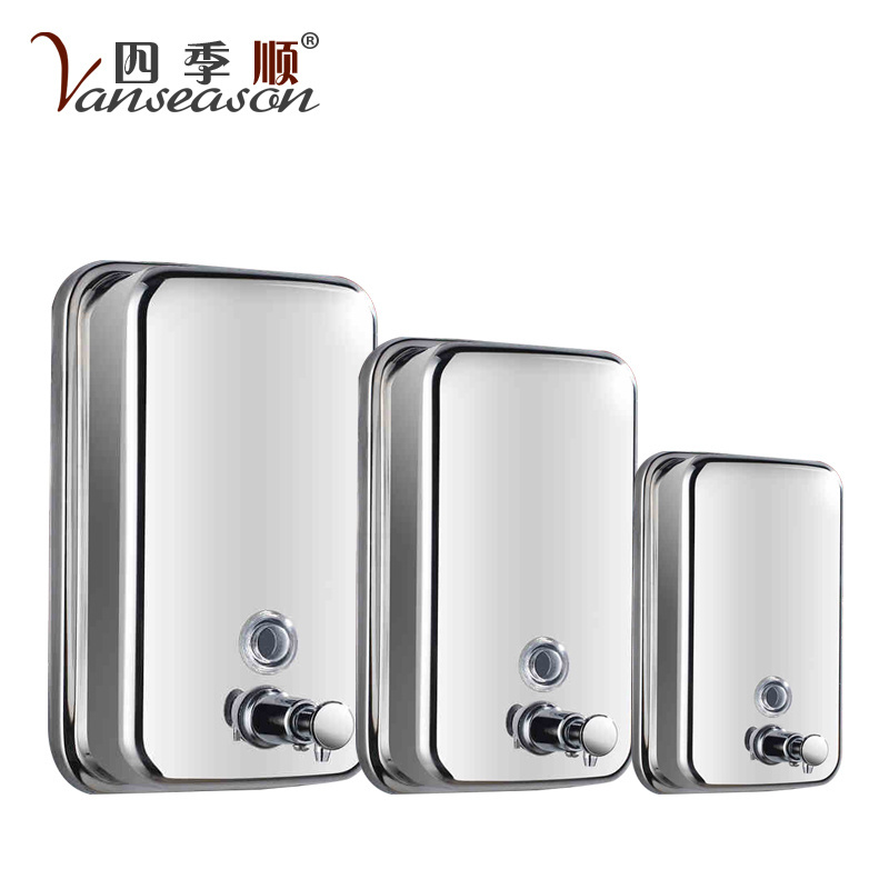 Stainless steel hotel wall mounted manual soap liquid dispenser