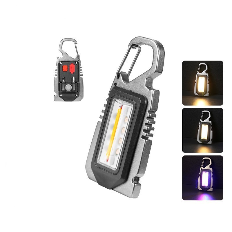 Outdoor Portable Pocket Led Torches Hook Magnet Camping hammer Whistle Emergency Mini Keychain Flashlights COB Work Light