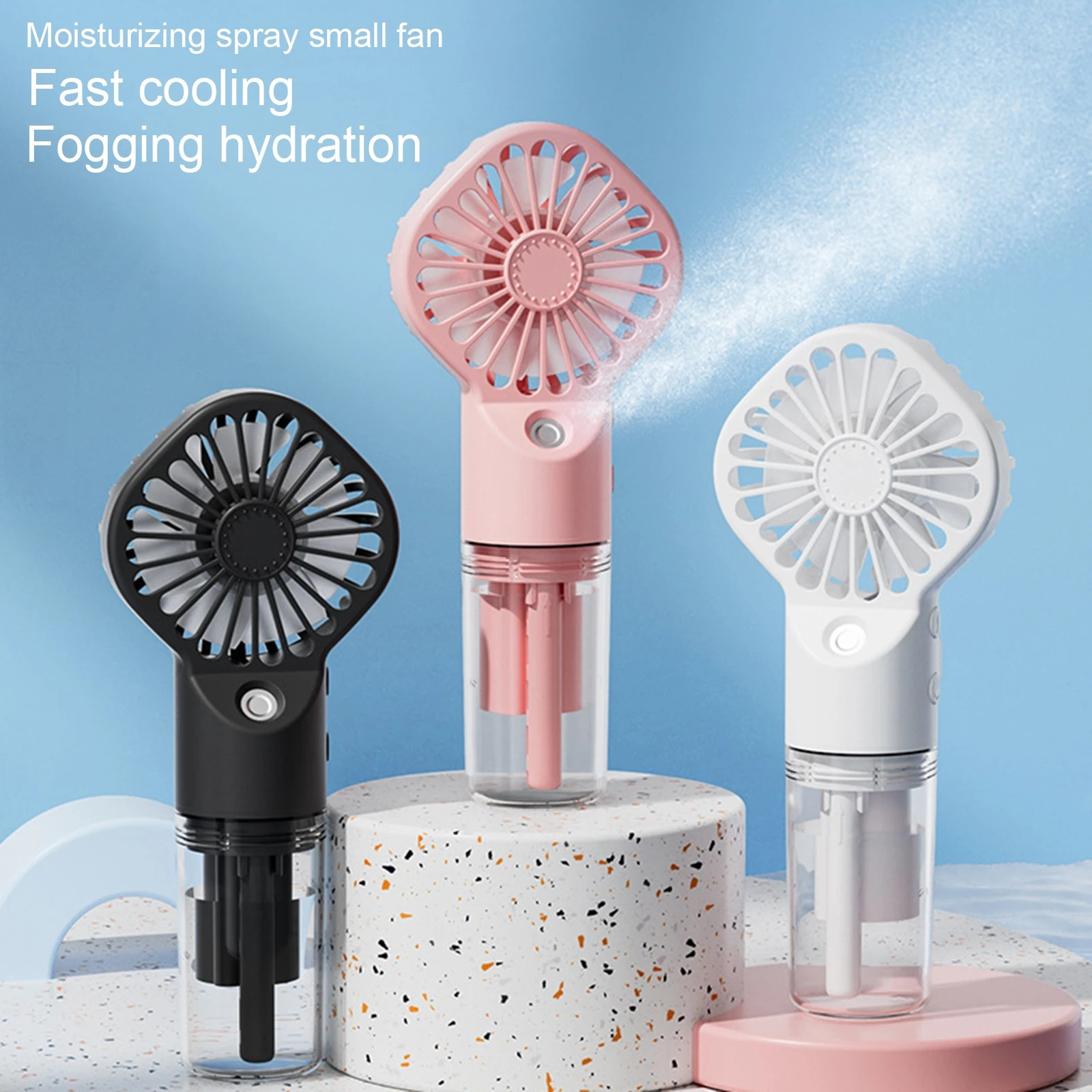 2in1 Mini Portable Fan Humidifying Spray Mode Water Fan Summer USB Charging Air Condition Handheld Fans Outdoor Camping Refriger