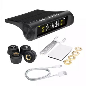 Car TPMS Tyre Pressure Monitoring System Solar Power Digital LCD Display Auto Security Alarm Systems Pressure External Sensor