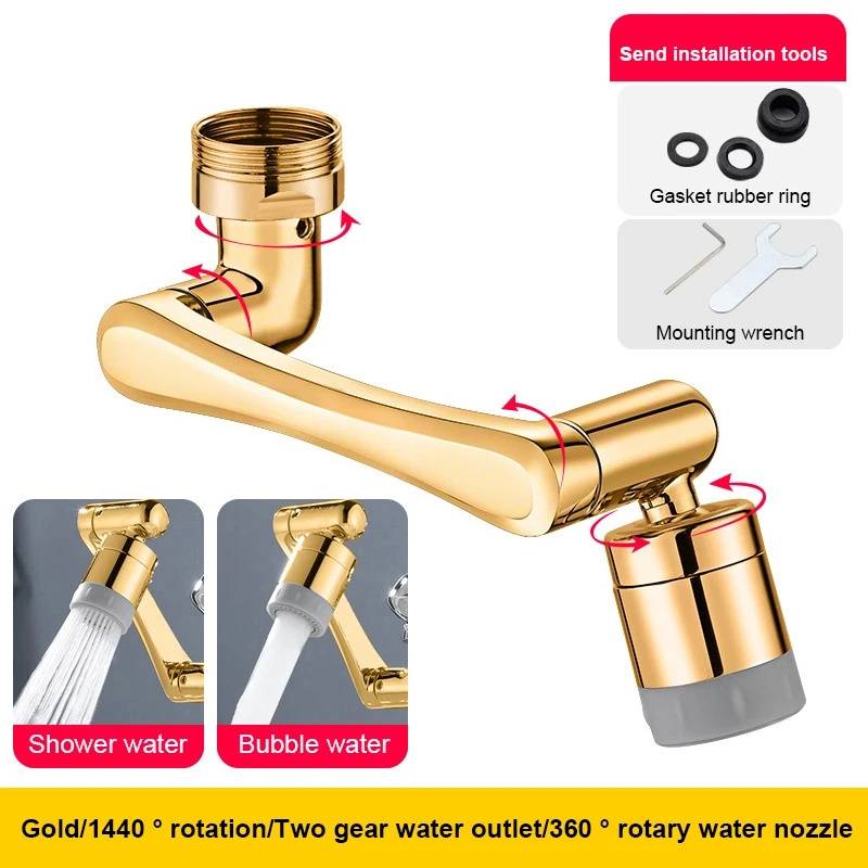 New 1080 Degree Rotatable Extension Faucet Sprayer Head Universal Bathroom Tap Extend Adapter Aerator 2 Modes Faucets Extender