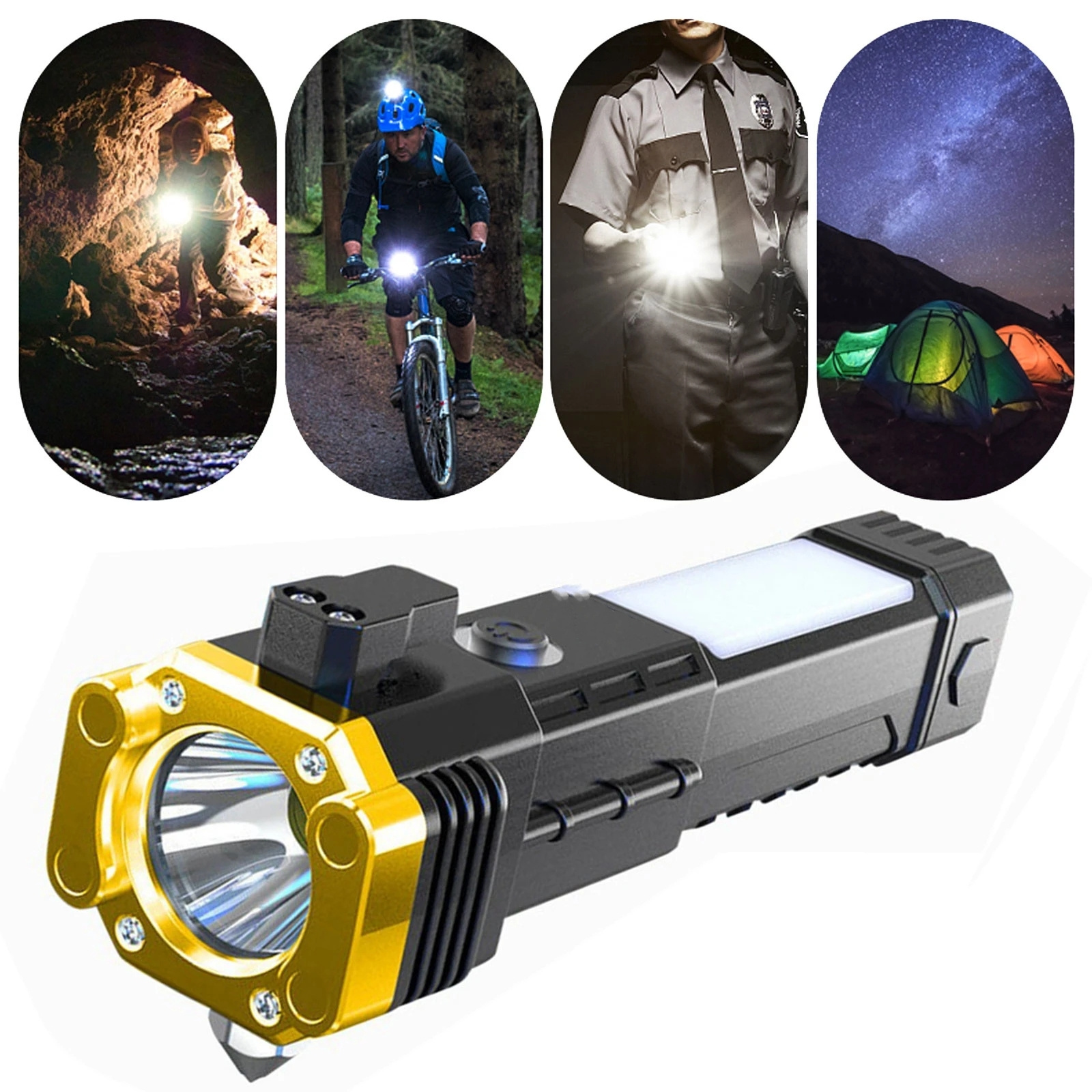 Long Range Flood Light Car Safety Hammer Charging Emergency Multifunctional Torch Magnet LED Flashlights for car