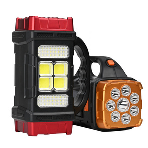 LED Portable Lantern USB Handheld Spotlight Solar Lantern Flashlight Searchlight With Side Light Waterproof Outdoor camping Lamp