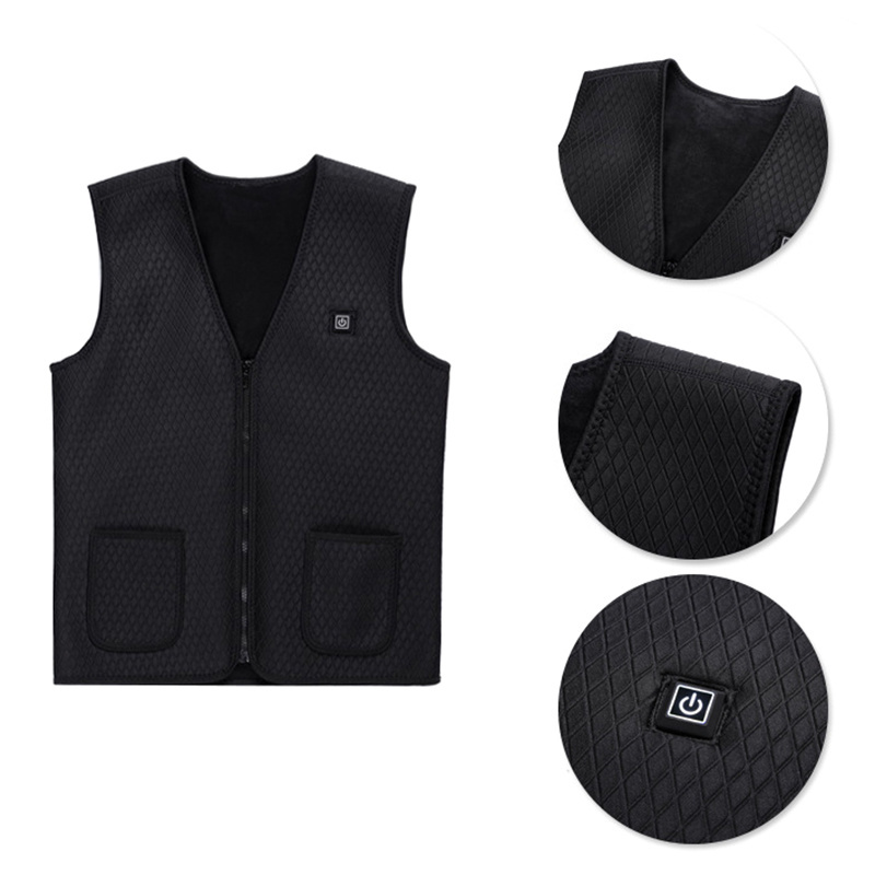 Heated Vest Men Women Usb Heating Jacket Vest Thermal Clothing Hunting  Winter Heating  Black 4XL