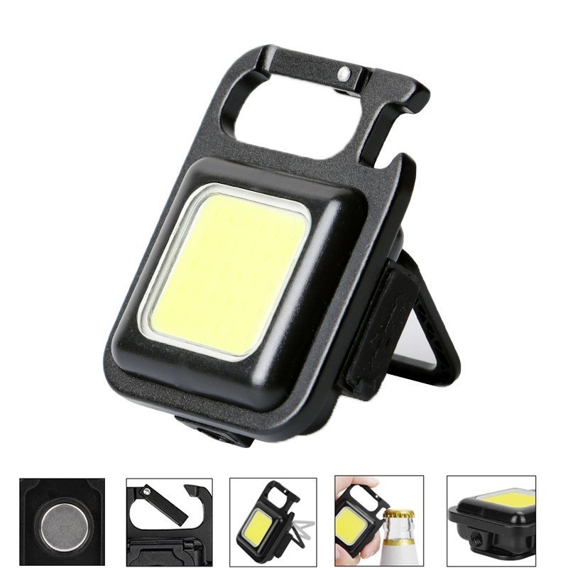 USB Rechargeable Pocket Portable Emergency Camping Magnetic Mini Torches LED COB Work Light Keychain Flashlight