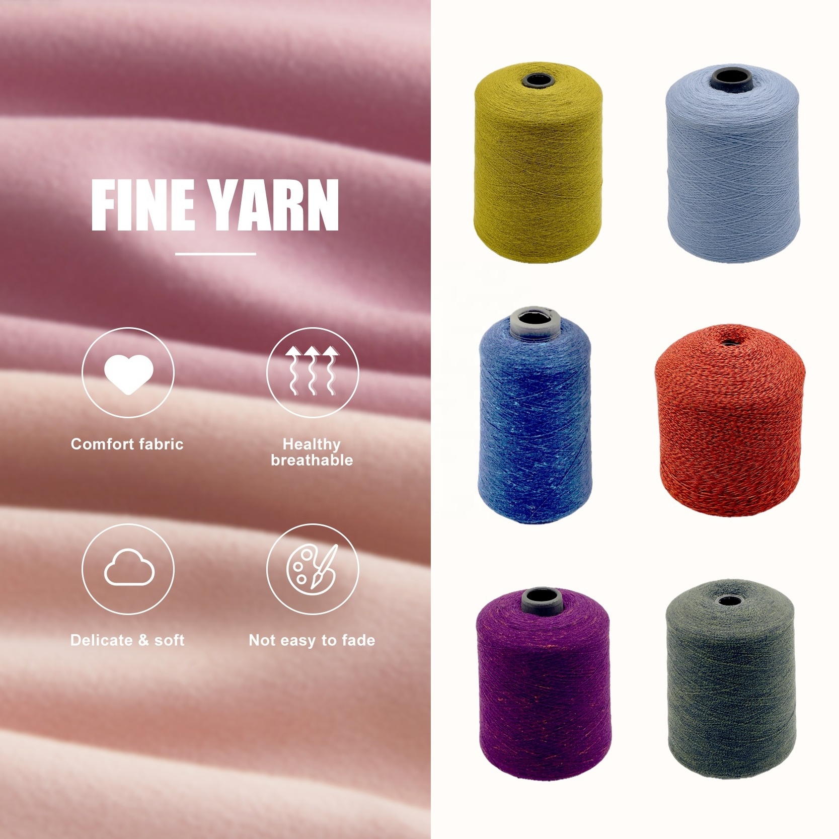 Wholesale Quality Natural Viscose Dot Yarn Polyester Nylon Blend Yarn 26NM/2 Count Suppline  Customized Color