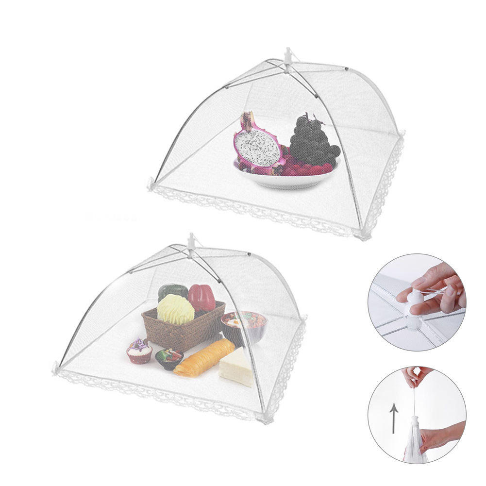 New Style home Kitchen Foldable silver Net Food Tent Umbrella Mesh Use Indoor Outdoor Food Cover