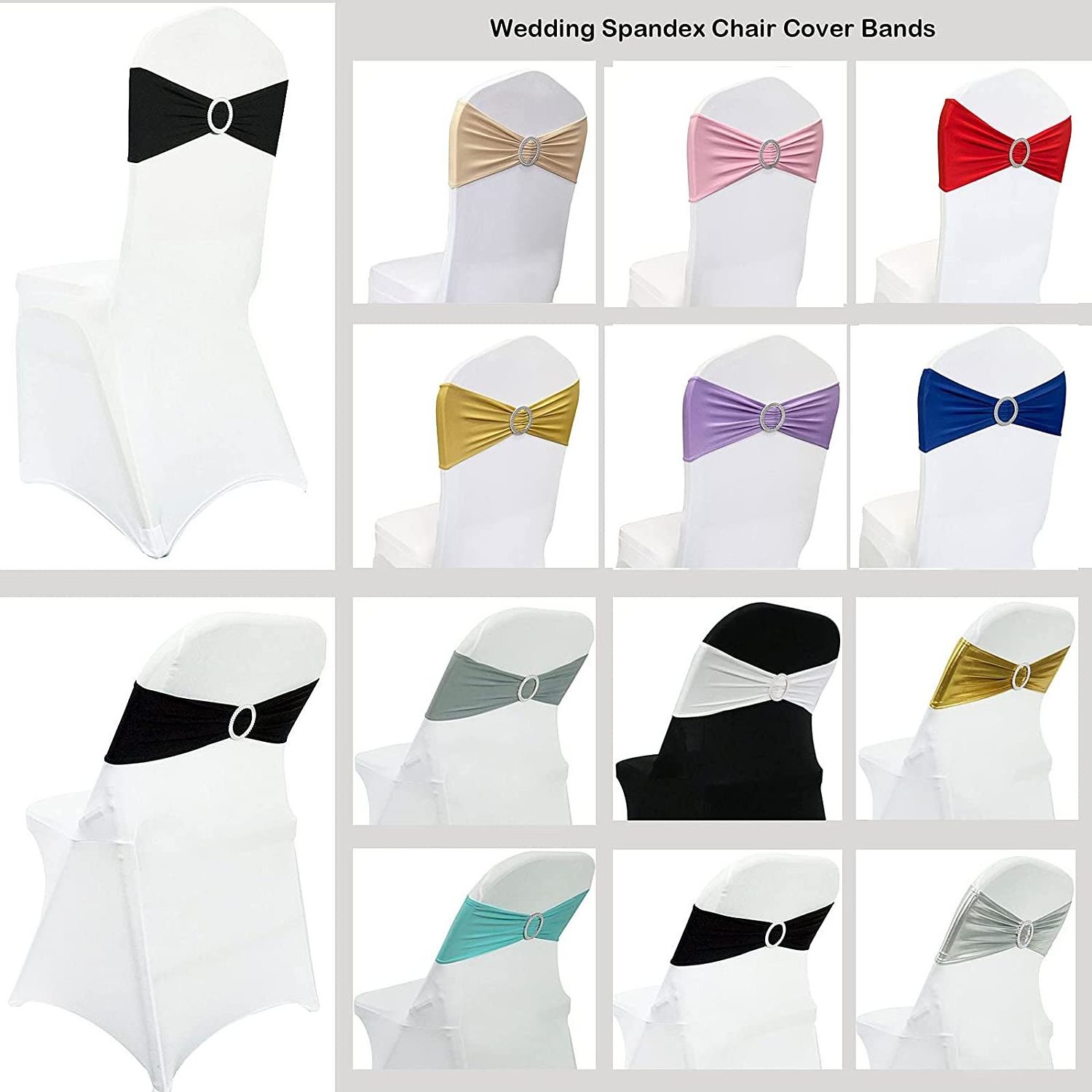 28 color Wholesale Elastic Spandex Chair cover Sashes with Buckle For Wedding Banquet Party