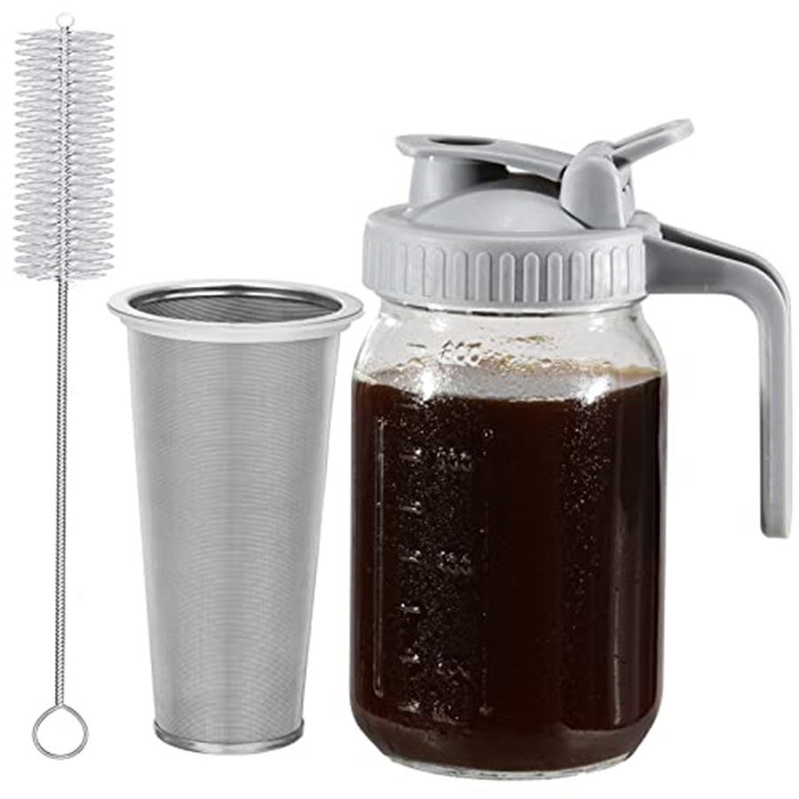 New Arrival Cold Brew Coffee Maker 64oz Iced Coffee Maker Tea Brewer with Easy to Clean Reusable Stainless Steel Mesh Filter