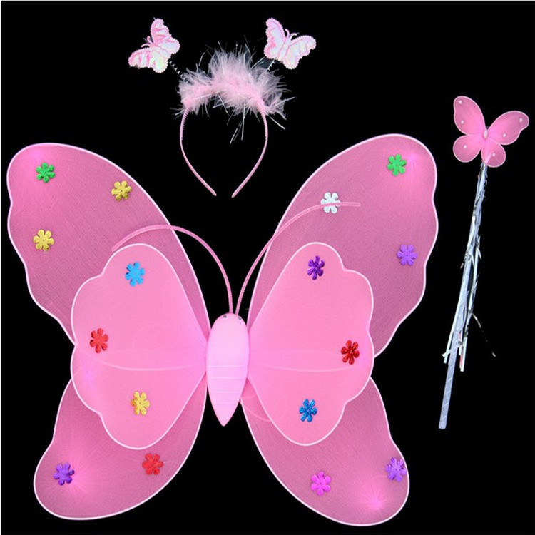 led light up butterfly wings with tutu skirt Girls Butterfly Angel Wing Costume Set Stage Props luminous fairy wings