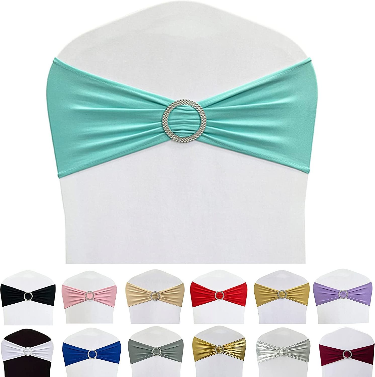 28 color Wholesale Elastic Spandex Chair cover Sashes with Buckle For Wedding Banquet Party