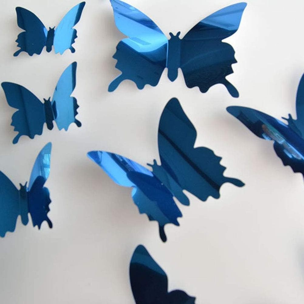 12pcs/pack 3D Butterfly Wall Sticker Wall Decal Flying Decor Art Decorations for Room Home Nursery Classroom Offices Decor