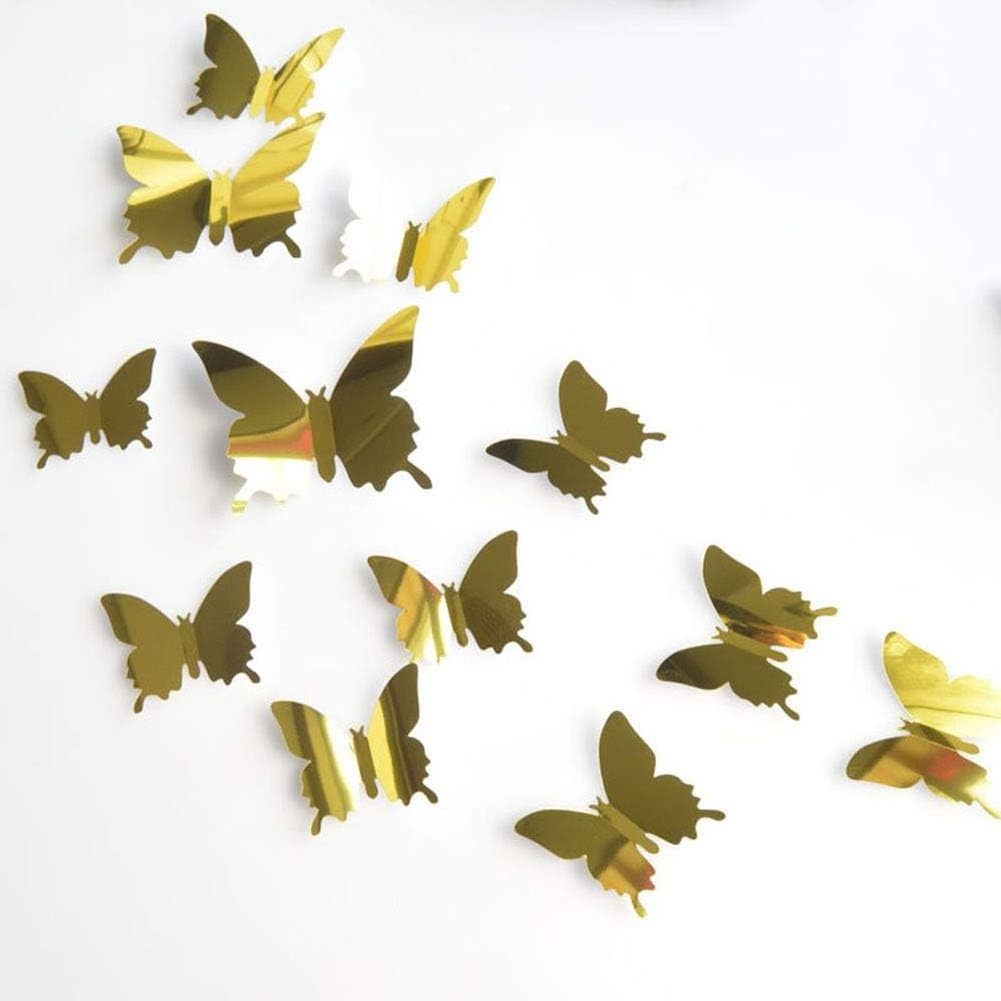 12pcs/pack 3D Butterfly Wall Sticker Wall Decal Flying Decor Art Decorations for Room Home Nursery Classroom Offices Decor