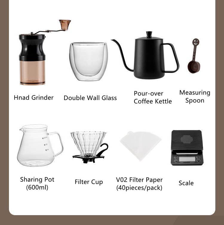 V60 coffee drip set travel bag coffee brewing kit with pour over coffee kettle portable gift accessories outdoor camping picnic