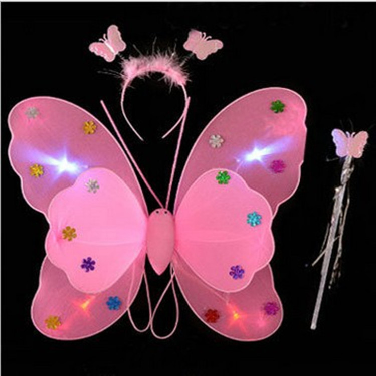 led light up butterfly wings with tutu skirt Girls Butterfly Angel Wing Costume Set Stage Props luminous fairy wings