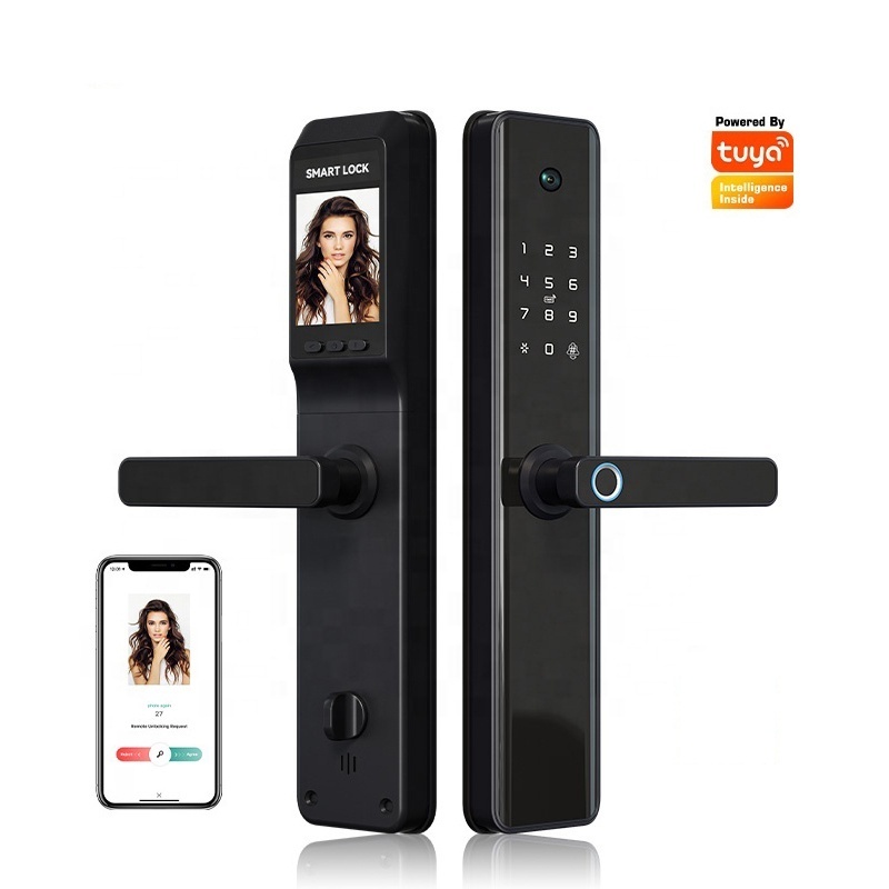 Smart Fingerprint Wireless Door Lock for Hotel And Card/Digital Door Lock for Hotel with Camera Tuya Wifi or TTLock