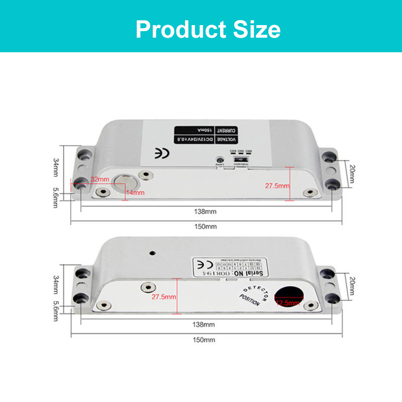 Access Control System Low Temperature Electric Drop Bolt Lock With Time Delay Fail-Safe/ Fail-Secure