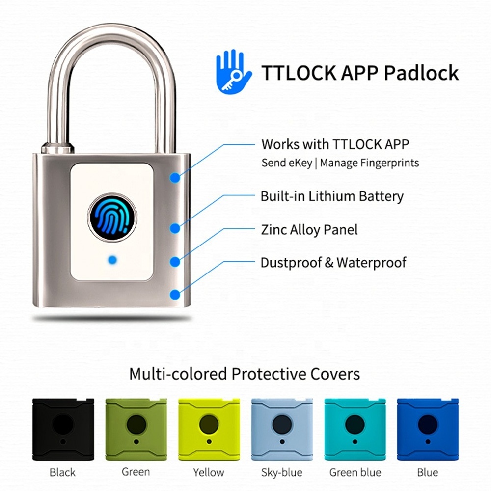 Good quality Automatic Fingerprint &APP verification quick response Safety Smart Padlock with TT lock App Combination