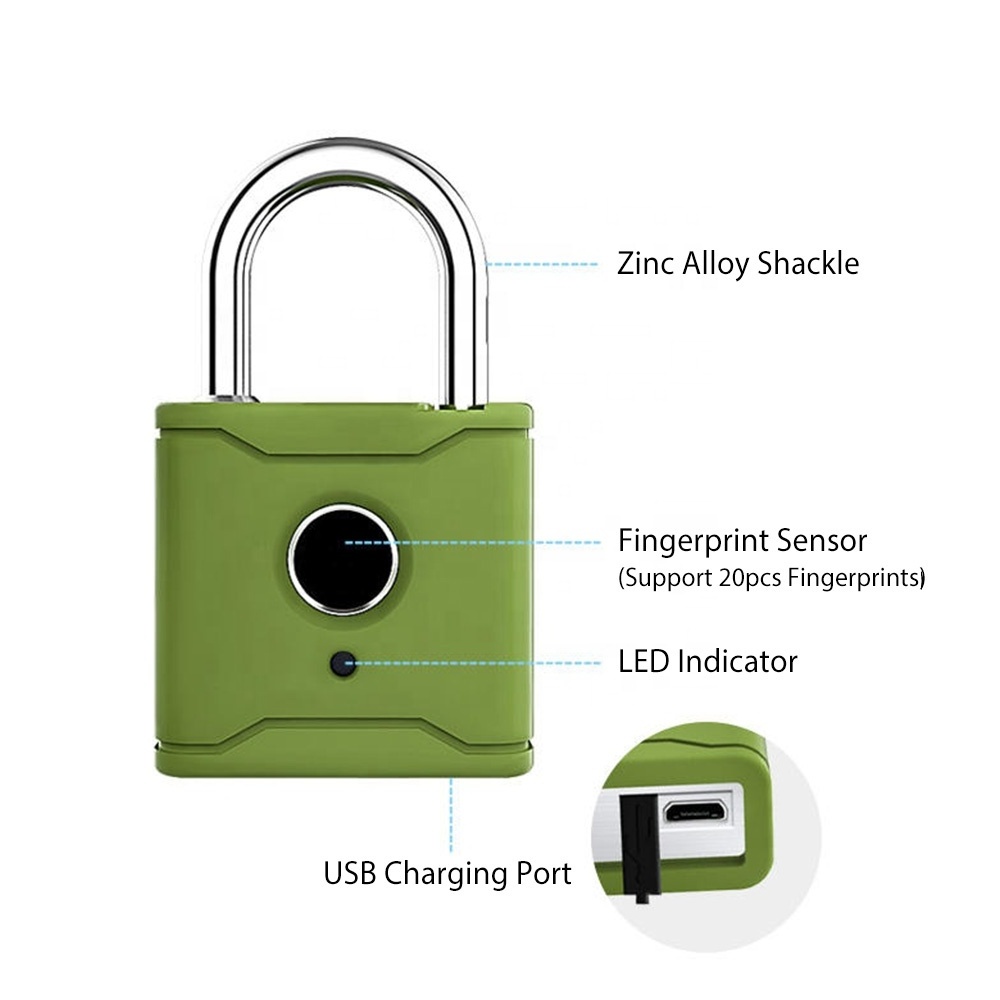 Good quality Automatic Fingerprint &APP verification quick response Safety Smart Padlock with TT lock App Combination