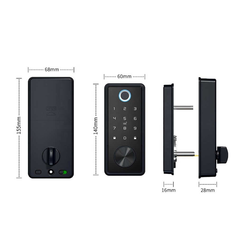 Aluminum alloy Multi-biometric Smart digital door Lock with Fingerprint support TTLock App or Tuya App