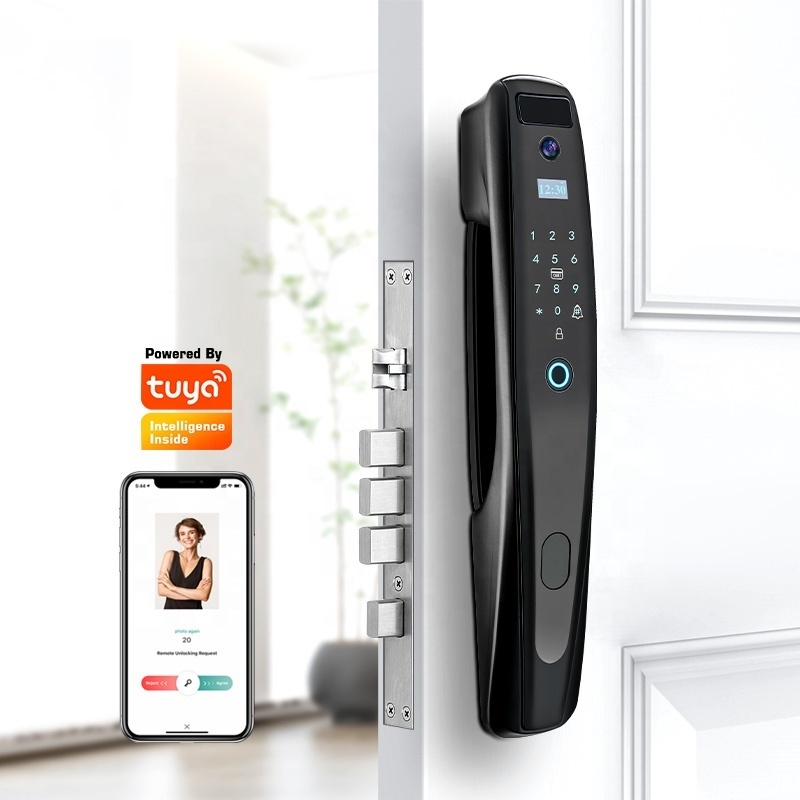 Biometric Fingerprint and Password IC Card Smart Door Lock with TUYA WIFI or TT Lock APP Viewer Vision Digital with Camera