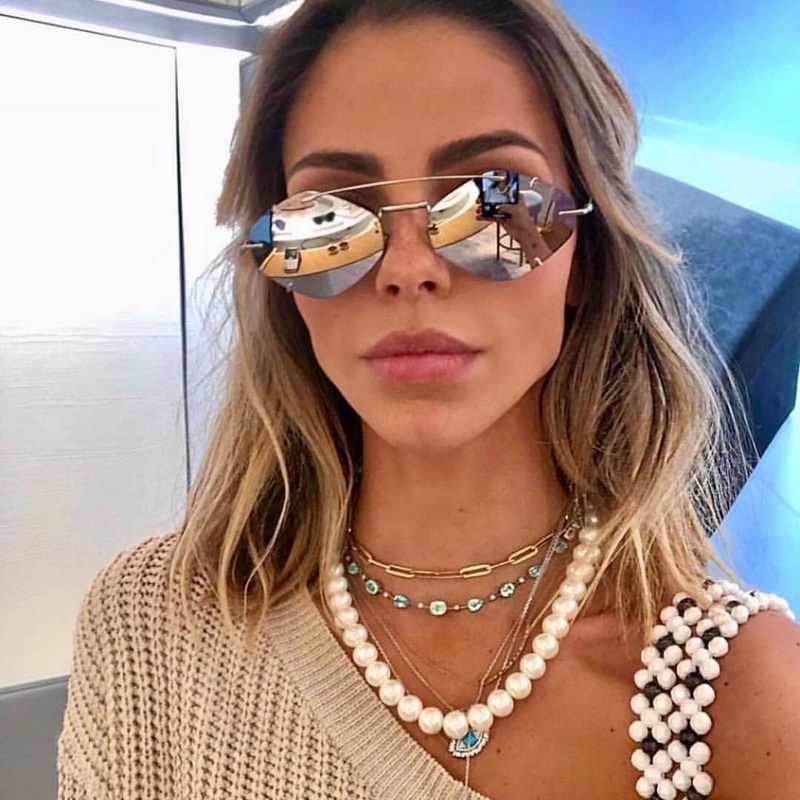 Fashion hexagonal  okey ultralight metal rimless frameless sunglasses