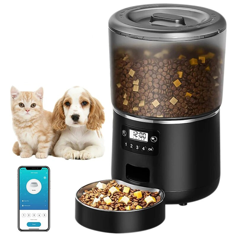 4L Pet Automatic Cat Feeder Smart Cat Food Feeding Remote Dispenser Timer WiFi Cat and Dog Automatic Feeder Pet Supplies