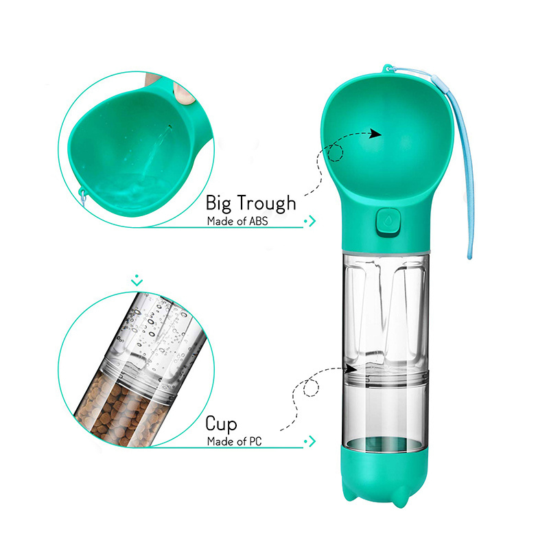 Portable Pet Water Bottle Leak-proof Recycled Dog Canteen Food Storage Dispenser  Poop Bag Shovel 300/500mL Outdoor Water Bowl