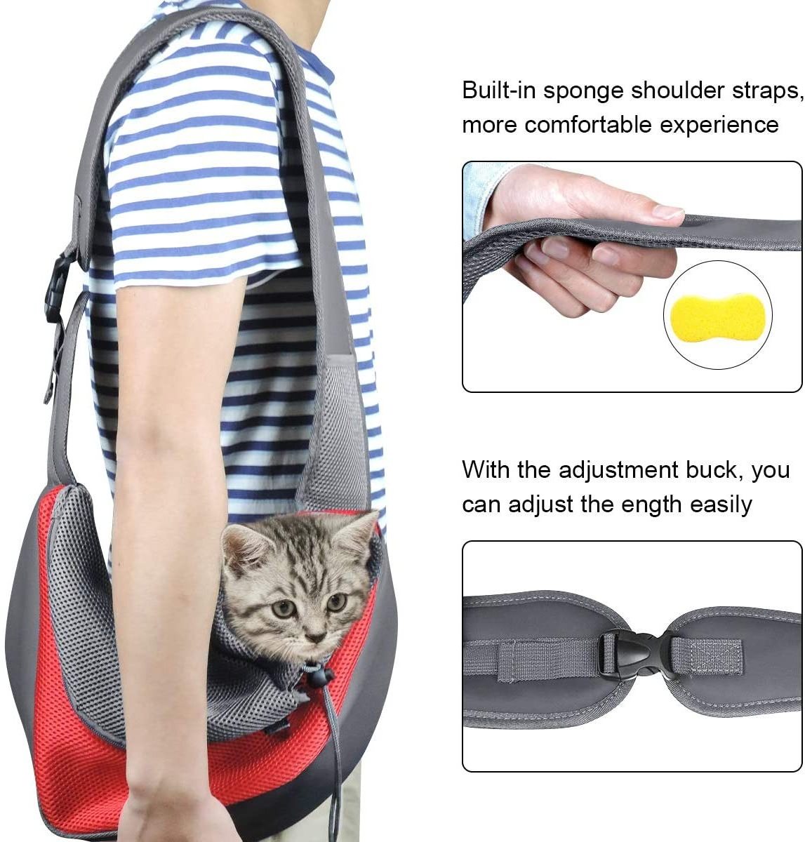 Pet Dog Sling Carrier Bag Outdoor Portable Shoulder Messenger Bag Cat Walking Bag for Puppy Kitten Nylon Pets Handbag