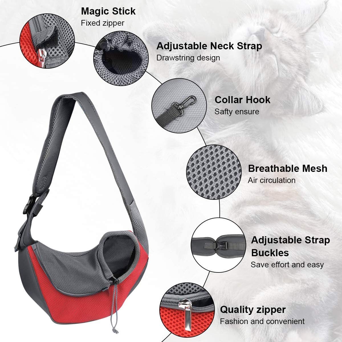 Pet Dog Sling Carrier Bag Outdoor Portable Shoulder Messenger Bag Cat Walking Bag for Puppy Kitten Nylon Pets Handbag