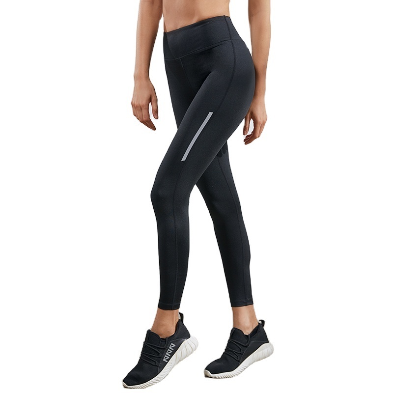 Ladies Tights Asian Leggings 86% Polyester 14% Spandex Workout Pants Yoga Leggings Print Reflective Fabric Black Women