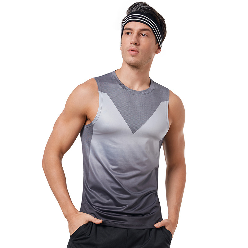 Men's Gym Singlet 86% Polyester 14% Spandex Fitness Running Shirt Custom Sport Tank Top