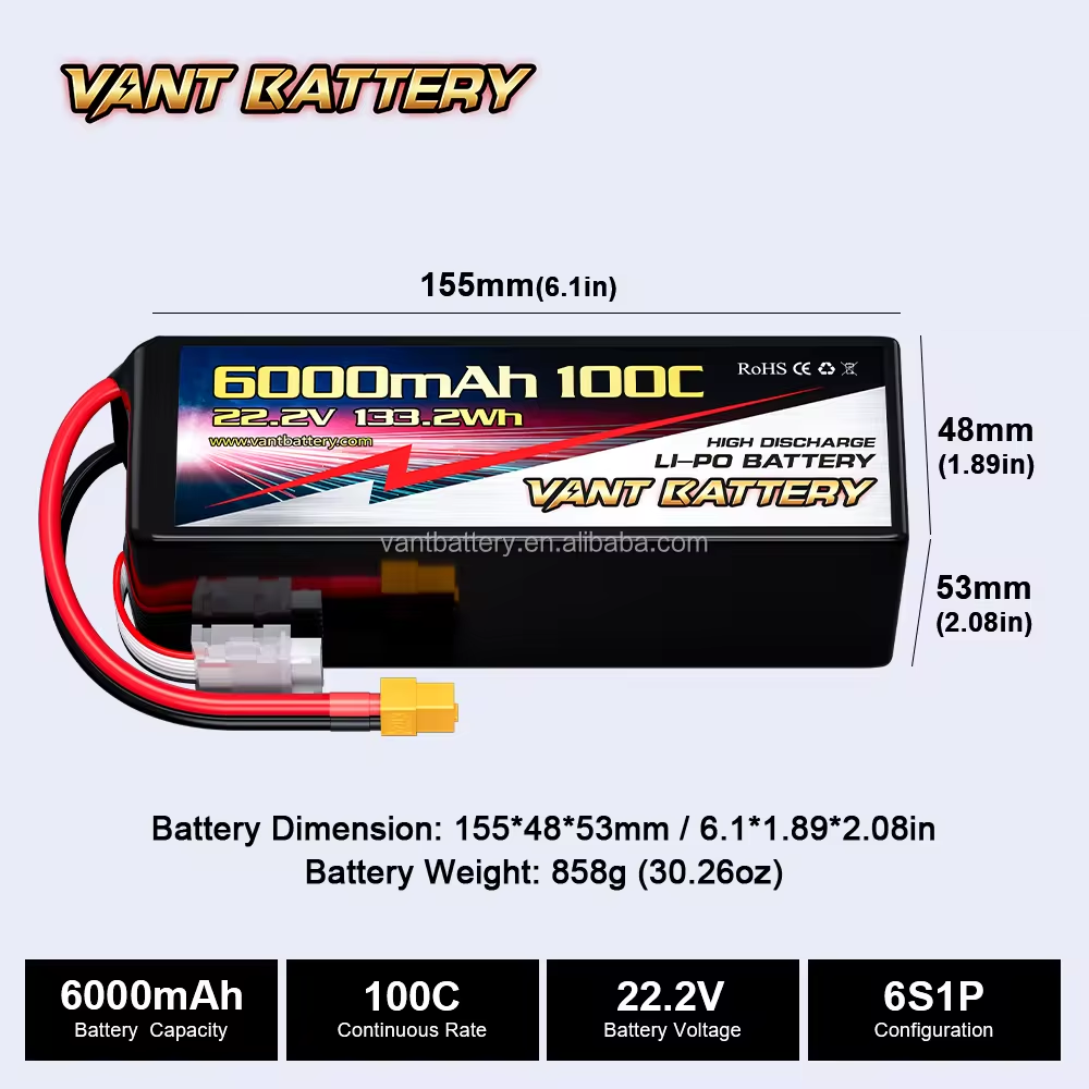 Vant 6S FPV Battery 5200/6000/6500/7000/7500/8000/9000/9500/10000mah FPV battery Drone 6S lipo battery