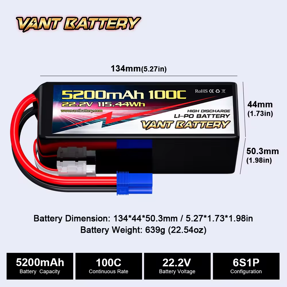 Vant 6S FPV Battery 5200/6000/6500/7000/7500/8000/9000/9500/10000mah FPV battery Drone 6S lipo battery